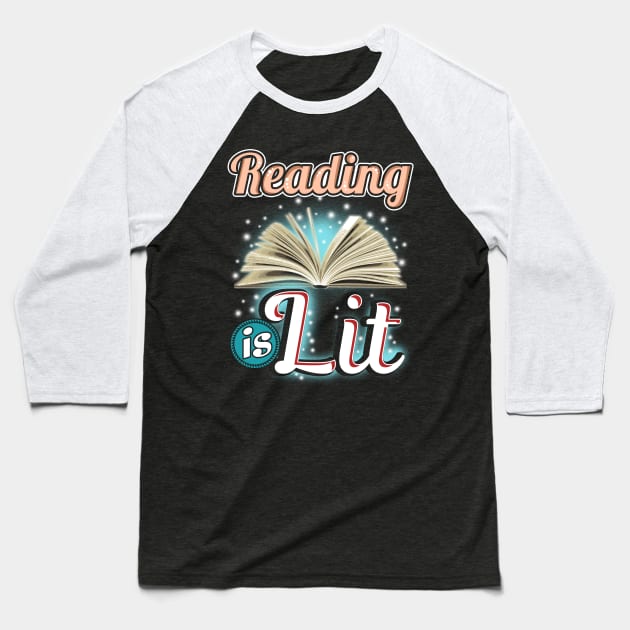 Reading is lit Baseball T-Shirt by captainmood